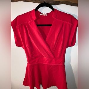 Red Workwear Peplum Top - Monteau